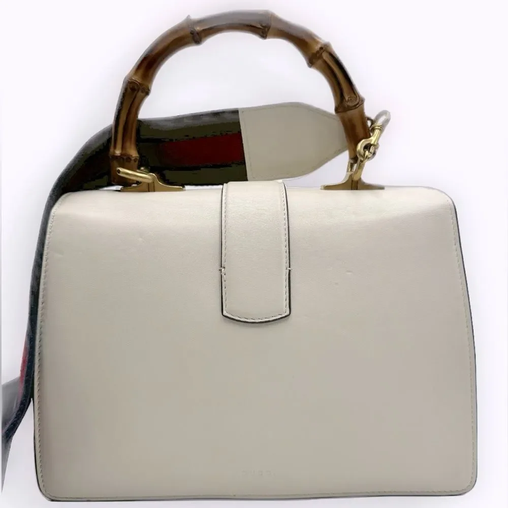 Auth Gucci Dionysus Bamboo Top Handle Red White Blue Leather Satchel Preloved